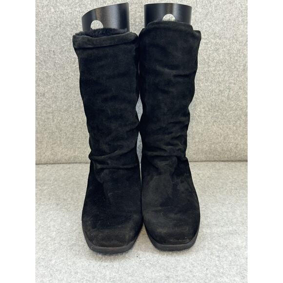 La Canadienne Waterproof Black Suede Ankle Wedge Boots 12438 Pull On - Size 7.5 - Picture 2 of 9